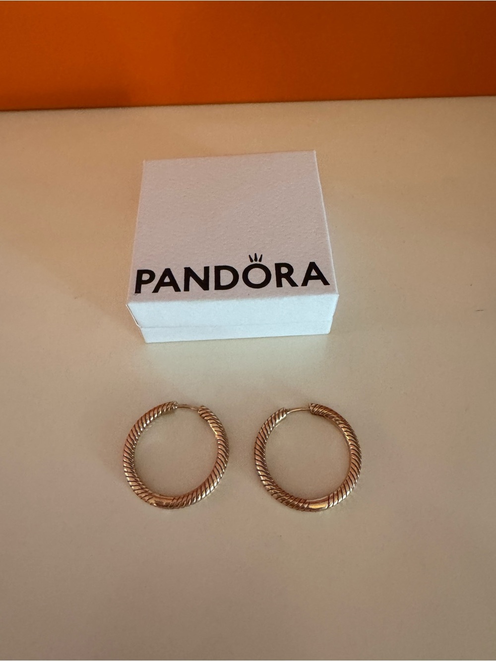 Pandora Rose Gold Twisted Hoop Earrings